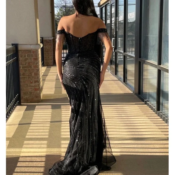 Black Celeste Crystal Gown- Size 4